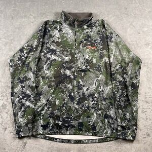 Sitka Zip T Mens Size XL Optifade Forest Camo Thumbholes Outdoors Midweight